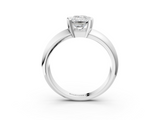 White gold Emerald Solitaire Tension Set Diamond Ring with Wide Band_23