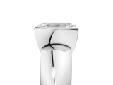 White gold Emerald Solitaire Tension Set Diamond Ring with Wide Band_25