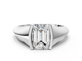 White gold Emerald Solitaire Tension Set Diamond Ring_20