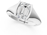 White gold Emerald Solitaire Tension Set Diamond Ring_21