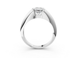 White gold Emerald Solitaire Tension Set Diamond Ring_23