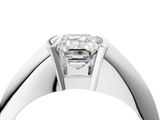 White gold Emerald Solitaire Tension Set Diamond Ring_24