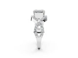 White gold Emerald Solitaire Twist Band Pavé Diamond Engagement Ring_34