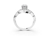 White gold Emerald Solitaire Twist Band Pavé Diamond Engagement Ring_35