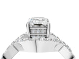 White gold Emerald Solitaire Twist Band Pavé Diamond Engagement Ring_36