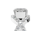White gold Emerald Solitaire Twist Band Pavé Diamond Engagement Ring_37