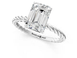 White gold Emerald Solitaire Twist Band Ring with Four-Prong Setting_13