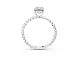 White gold Emerald Solitaire Twist Band Ring with Four-Prong Setting_15