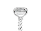 White gold Emerald Solitaire Twist Band Ring with Four-Prong Setting_17
