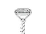 White gold Emerald Solitaire Twist Band Ring with Four-Prong Setting_93
