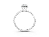 White gold Emerald Solitaire Twist Band Ring with Four-Prong Setting_96
