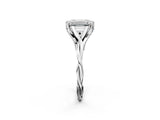 White gold Emerald Solitaire Twist Band Six-Prong Setting 2