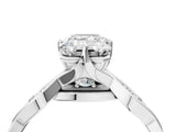 White gold Emerald Solitaire Twist Band with Leaf Prong Setting 4