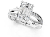 White gold Emerald Solitaire Twist Band with Pavé Accents and Four-Prong Setting_21