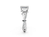 White gold Emerald Solitaire Twist Band with Pavé Accents and Four-Prong Setting_22