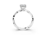 White gold Emerald Solitaire Twist Band with Pavé Accents and Four-Prong Setting_23