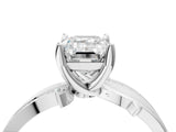 White gold Emerald Solitaire Twist Band with Pavé Accents and Four-Prong Setting_24