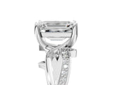 White gold Emerald Solitaire Twist Band with Pavé Accents and Four-Prong Setting_25