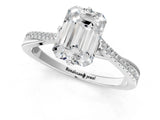 White gold Emerald Solitaire Twist Band with Pavé Diamonds and Four-Prong Setting_77