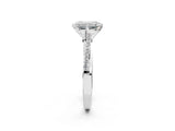 White gold Emerald Solitaire Twist Band with Pavé Diamonds and Four-Prong Setting_78
