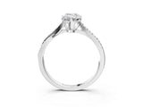 White gold Emerald Solitaire Twist Band with Pavé Diamonds and Four-Prong Setting_79