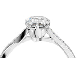 White gold Emerald Solitaire Twist Band with Pavé Diamonds and Four-Prong Setting_80