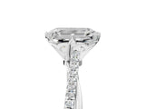 White gold Emerald Solitaire Twist Band with Pavé Diamonds and Four-Prong Setting_81