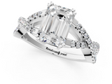 White gold Emerald Solitaire Twist Band with Pavé Setting and Four-Prong Setting_48