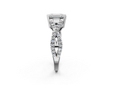 White gold Emerald Solitaire Twist Band with Pavé Setting and Four-Prong Setting_49