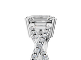 White gold Emerald Solitaire Twist Band with Pavé Setting and Four-Prong Setting_52