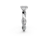White gold Emerald Solitaire Twist Band with Pave Prong Setting_80