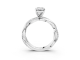 White gold Emerald Solitaire Twist Band with Pave Prong Setting_81