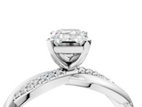 White gold Emerald Solitaire Twist Band with Pave Prong Setting_81