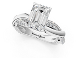 White gold Emerald Solitaire Twist Band with Pave Prong Setting_81