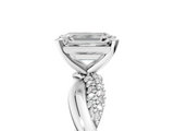 White gold Emerald Solitaire Twist Band with Pave Prong Setting_85