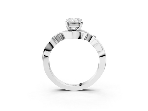 White gold Emerald Solitaire Twisted Band Prong Setting Ring_169