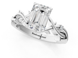 White gold Emerald Solitaire Twisted Band Prong Setting Ring_240
