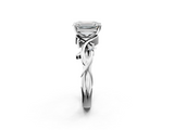 White gold Emerald Solitaire Twisted Band Prong Setting Ring_242