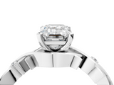 White gold Emerald Solitaire Twisted Band Prong Setting Ring_243
