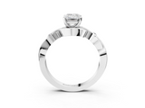 White gold Emerald Solitaire Twisted Band Prong Setting Ring_243