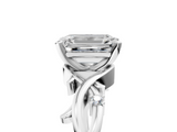 White gold Emerald Solitaire Twisted Band Prong Setting Ring_245