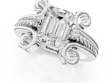 White gold Emerald Solitaire Twisted Band Scroll Prong Ring_4
