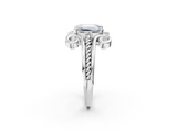 White gold Emerald Solitaire Twisted Band Scroll Prong Ring_5