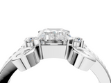 White gold Emerald Solitaire Twisted Band Scroll Prong Ring_7