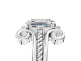 White gold Emerald Solitaire Twisted Band Scroll Prong Ring_8