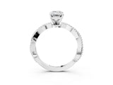 White gold Emerald Solitaire Twisted Band with Bead Prong Setting_372