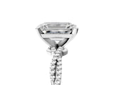 White gold Emerald Solitaire Twisted Band with Bead Prong Setting_376