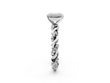 10K White Gold 1.08 Carat F VVS2 Emerald Diamond Solitaire Ring with Twisted Band and Pavé Accents