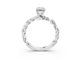 10K White Gold 1.08 Carat F VVS2 Emerald Diamond Solitaire Ring with Twisted Band and Pavé Accents