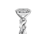 10K White Gold 1.08 Carat F VVS2 Emerald Diamond Solitaire Ring with Twisted Band and Pavé Accents